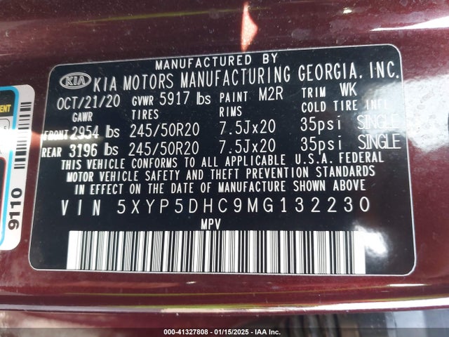 5XYP5DHC9MG132230 KIA Telluride Sx