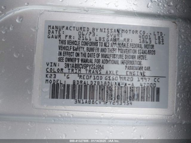 3N1AB8CV9PY293954 Nissan Sentra Sv Xtronic Cvt