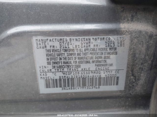 3N1AB8CV7MY313968 Nissan Sentra Sv Xtronic Cvt