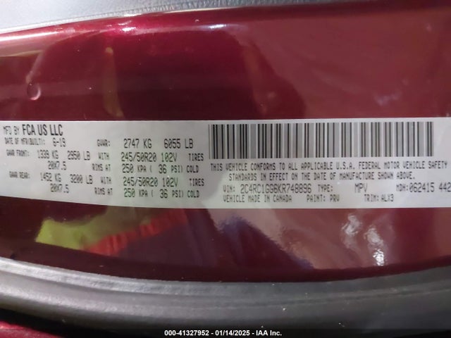 Chrysler Pacifica 35th Anniversary Limited 2019 2C4RC1GG6KR748896 Image 9