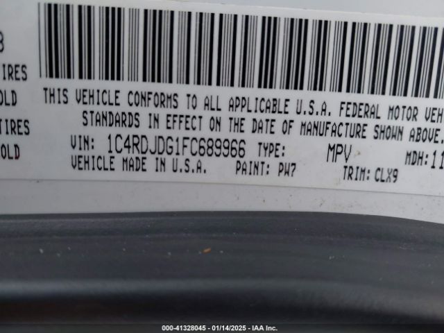 1C4RDJDG1FC689966 Dodge DURANGO LIMITED