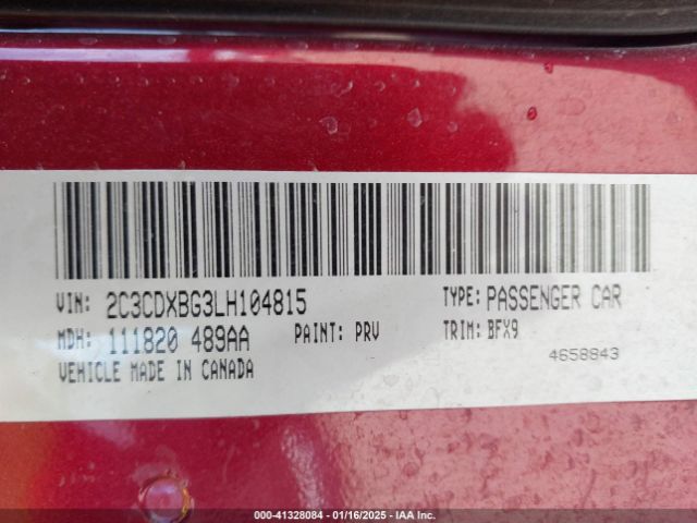 2C3CDXBG3LH104815 Dodge Charger Sxt Rwd