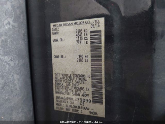 1N4AA6AP8HC379099 Nissan Maxima 3.5 Platinum/3.5 S/3.5 Sl/3.5 Sr/3.5 Sv