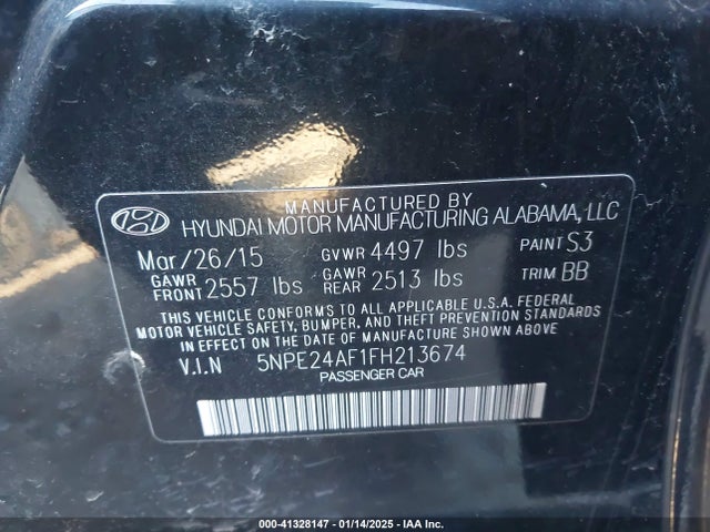 Hyundai SONATA SE 2015 5NPE24AF1FH213674 Image 9
