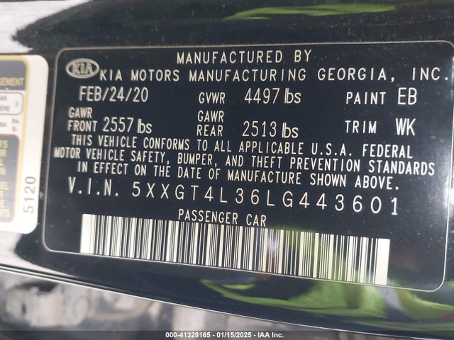 5XXGT4L36LG443601 KIA Optima Lx