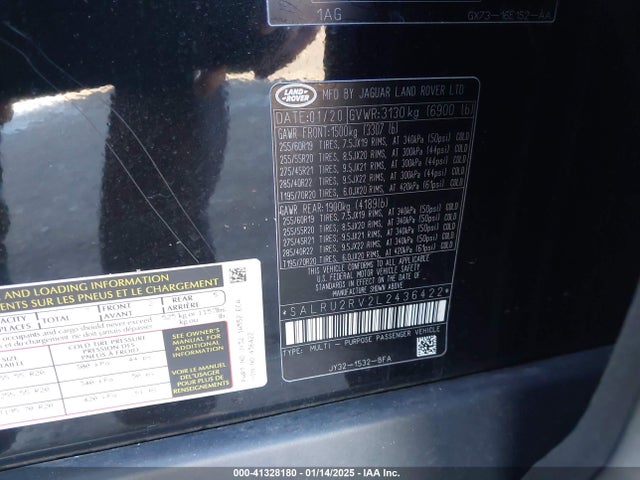 Aukcja sprzedaży 2020 Land Rover Discovery Landmark Edition, vin: SALRU2RV2L2436422, numer aukcji: 41328180