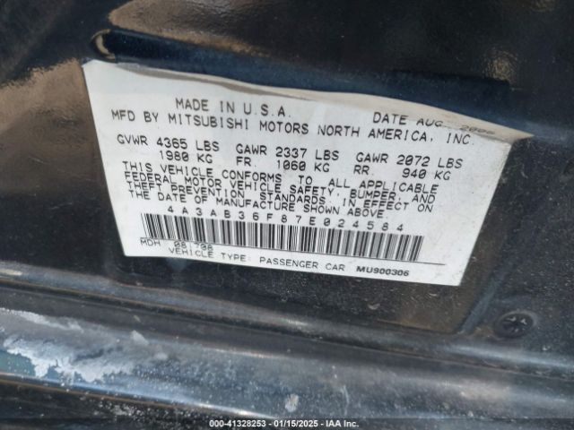 2007 MITSUBISHI GALANT 4A3AB36F87E024584 Photo 8