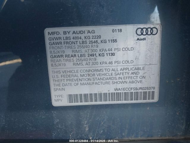 WA1ECCFS9JR025378 Audi Q3 2.0t Premium/2.0t Sport Premium