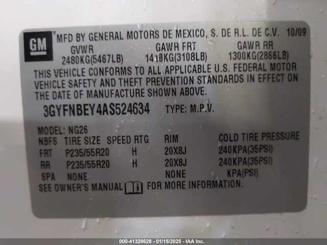 2010 CADILLAC SRX 3GYFNBEY4AS524634 Photo 8