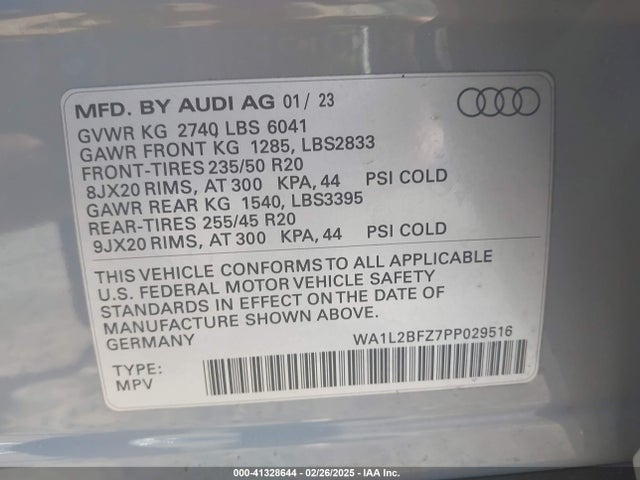 2023 AUDI Q4 E-TRON WA1L2BFZ7PP029516 Photo 8