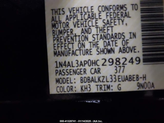Nissan Altima 2.5 Sv 2017 1N4AL3AP0HC298249 Image 9