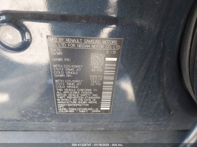 KNMAT2MV9GP627729 Nissan ROGUE SV