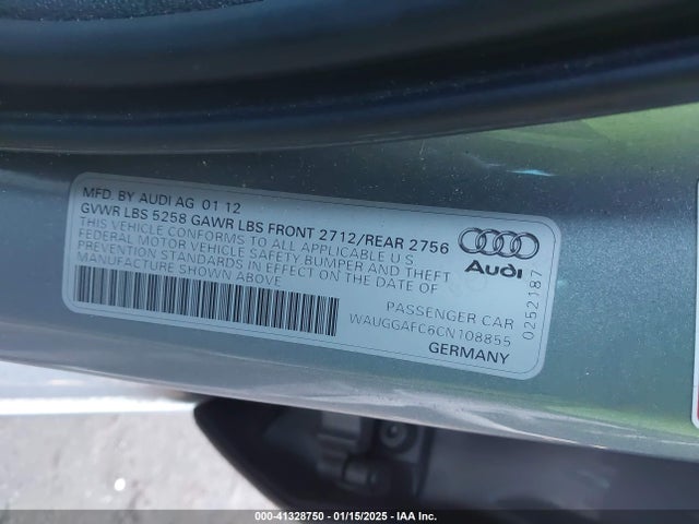 2012 AUDI A6 WAUGGAFC6CN108855 Photo 8