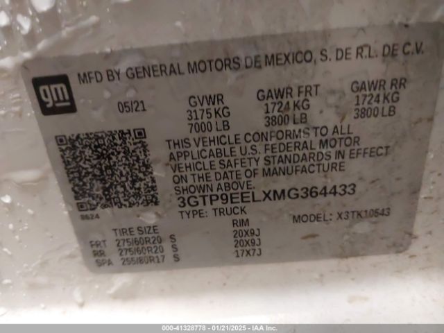 3GTP9EELXMG364433 GMC Sierra 1500 4wd  Short Box At4