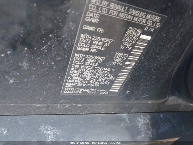 Nissan ROGUE SV 2015 KNMAT2MV6FP524721 Image 9