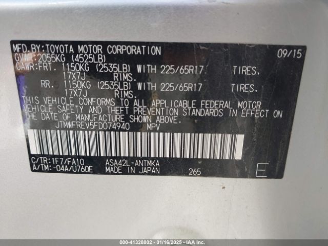 JTMWFREV5FD074940 Toyota Rav4 Xle