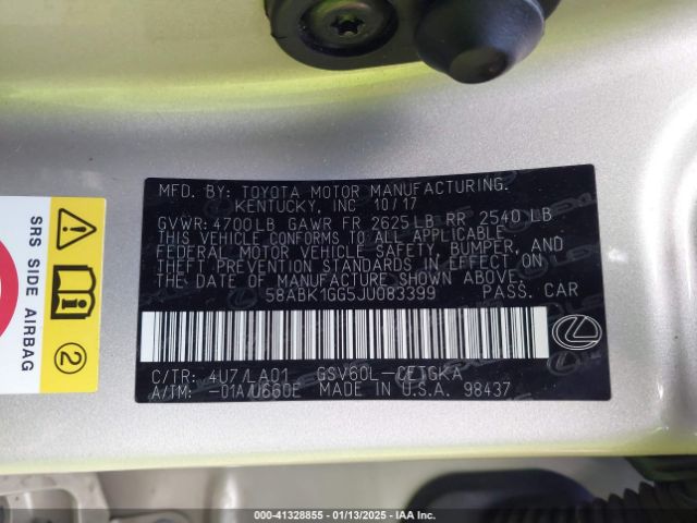 58ABK1GG5JU083399 Lexus ES 350