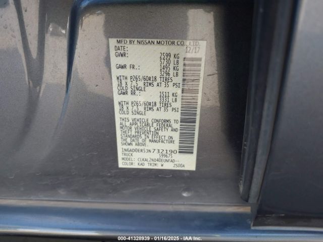 1N6AD0ER5JN732190 Nissan Frontier Sv