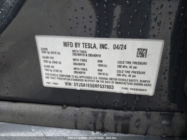 2024 TESLA MODEL S 5YJSA1E55RF537803 Photo 8