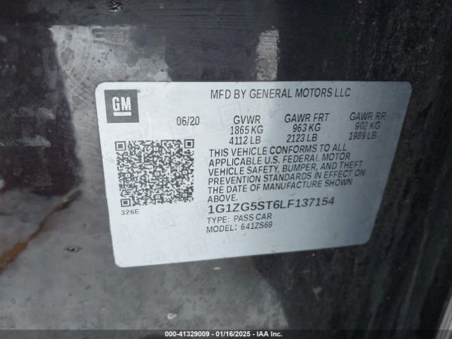 1G1ZG5ST6LF137154 Chevrolet Malibu Fwd Rs