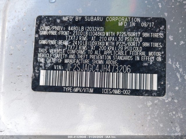 JF2SJAGC4JH473206 Subaru Forester 2.5i Premium