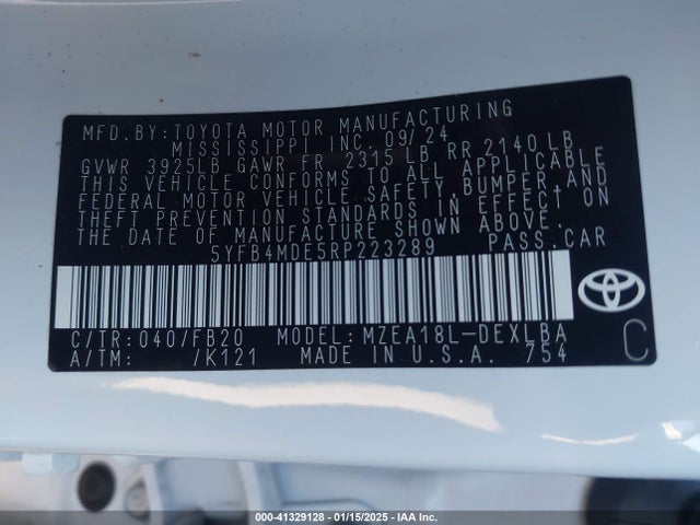 Toyota COROLLA LE 2024 5YFB4MDE5RP223289 Image 9
