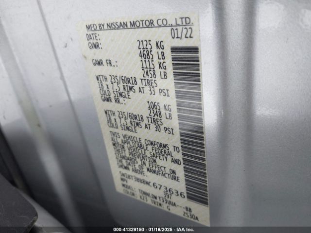 5N1BT3BB8NC673636 Nissan Rogue Sv Intelligent Awd
