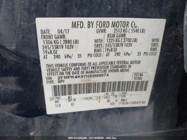 2FMPK4K97HBB89974 Ford Edge Titanium