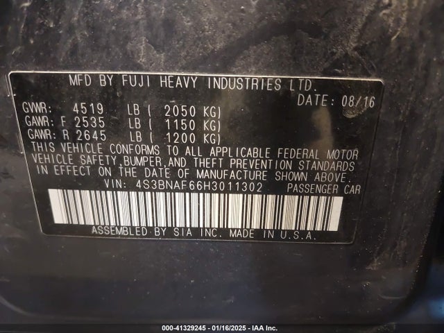 Subaru u5 2017 4S3BNAF66H3011302 Image 9