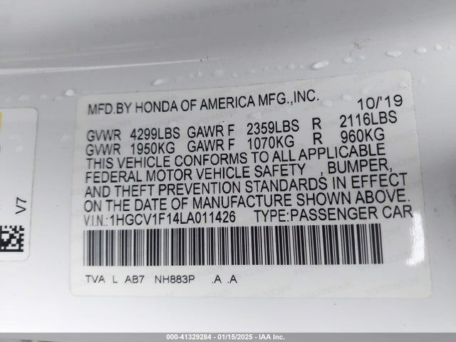 Honda ACCORD LX 2020 1HGCV1F14LA011426 Image 9