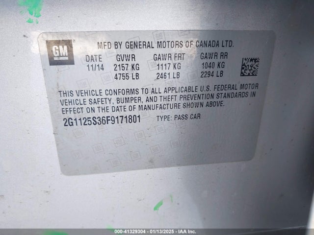 Chevrolet Impala 2lt 2015 2G1125S36F9171801 Image 9