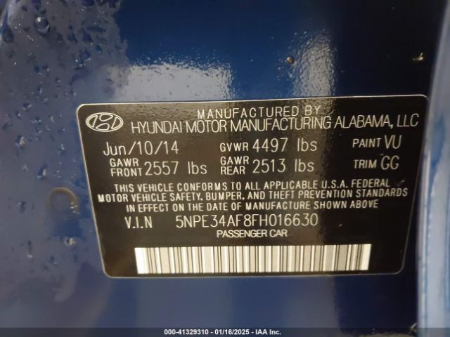 5NPE34AF8FH016630 Hyundai Sonata Limited