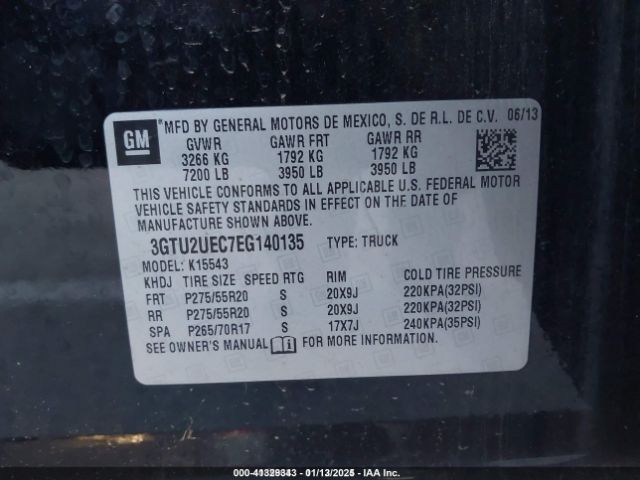 3GTU2UEC7EG140135 GMC Sierra 1500 Sle