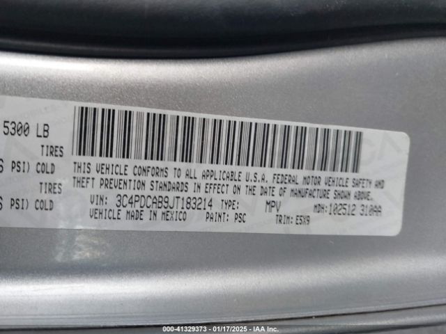 3C4PDCAB9JT183214 Dodge JOURNEY SE