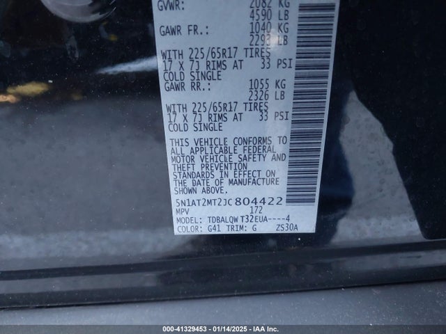 Nissan ROGUE SV 2018 5N1AT2MT2JC804422 Image 9