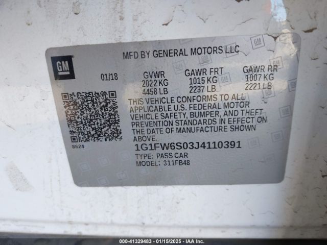1G1FW6S03J4110391 Chevrolet BOLT EV LT