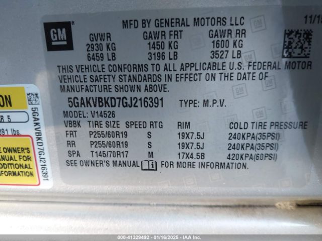 5GAKVBKD7GJ216391 Buick Enclave Leather