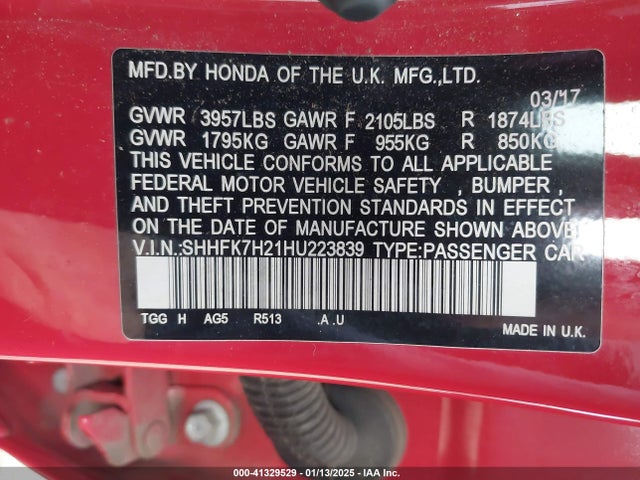 Honda Civic Lx 2017 SHHFK7H21HU223839 Image 9