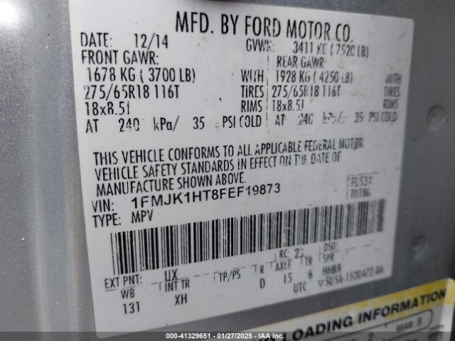 1FMJK1HT8FEF19873 Ford Expedition El Xlt