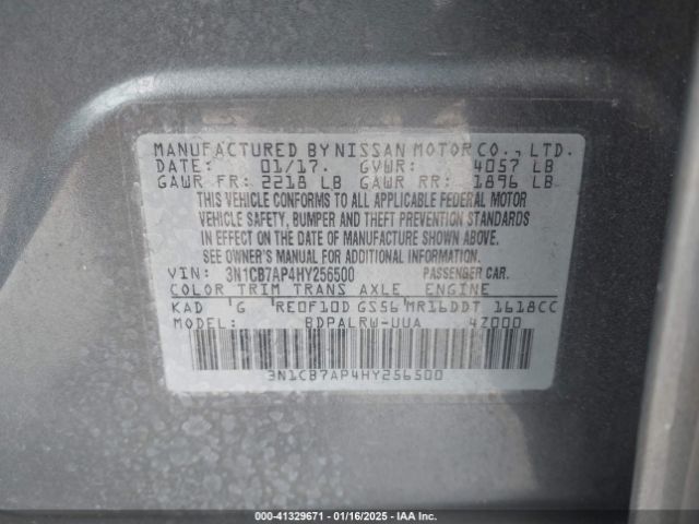 3N1CB7AP4HY256500 Nissan Sentra Sr Turbo