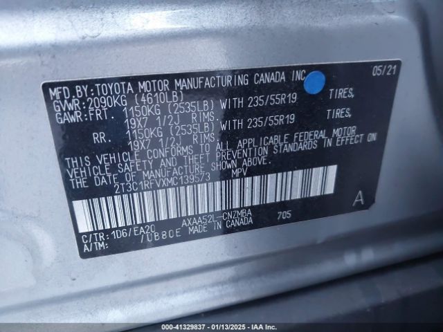 2T3C1RFVXMC139573 Toyota Rav4 Xle Premium