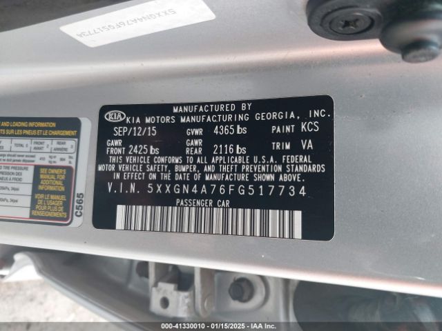 5XXGN4A76FG517734 KIA OPTIMA EX