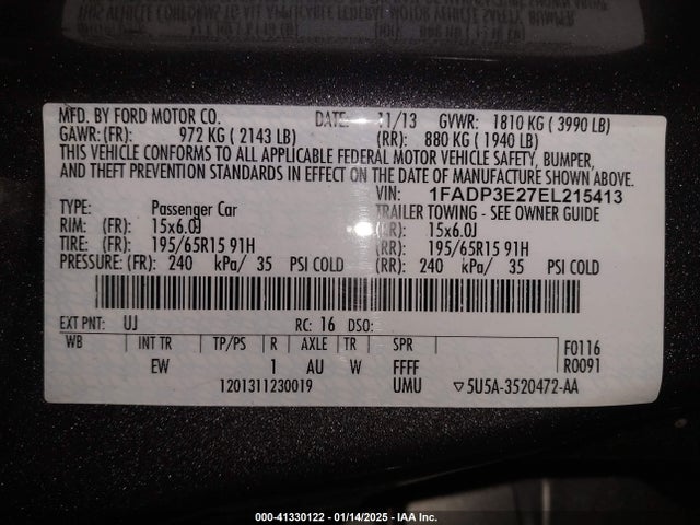 1FADP3E27EL215413 Ford FOCUS S
