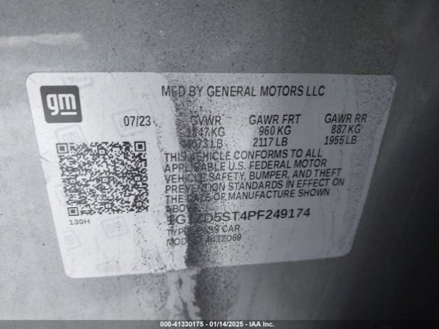 1G1ZD5ST4PF249174 Chevrolet Malibu Fwd 1lt