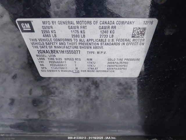 2GNALBEK1H1555077 Chevrolet EQUINOX LS