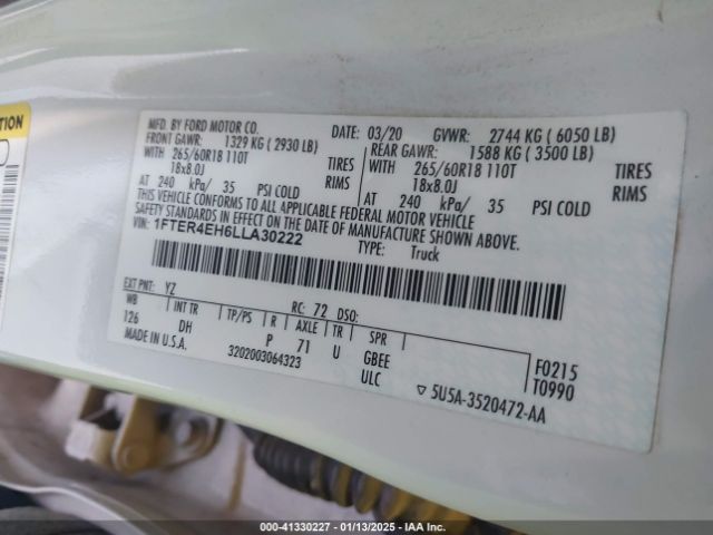 1FTER4EH6LLA30222 Ford Ranger Lariat