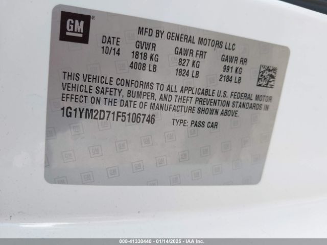 1G1YM2D71F5106746 Chevrolet Corvette Stingray Z51