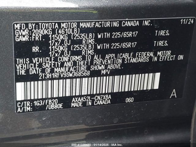2T3H1RFV9SW368568 Toyota RAV4 LE