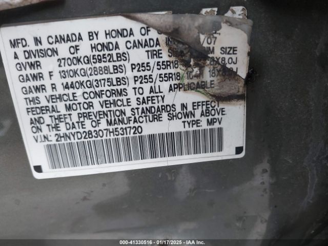 2007 ACURA MDX 2HNYD28307H531720 Photo 8