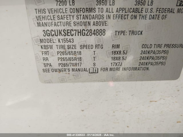 Chevrolet Silverado 1500 2lz 2017 3GCUKSEC7HG284888 Image 9